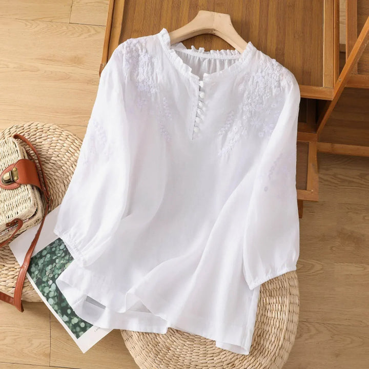 Eleanor | Embroidered Button-Down Blouse