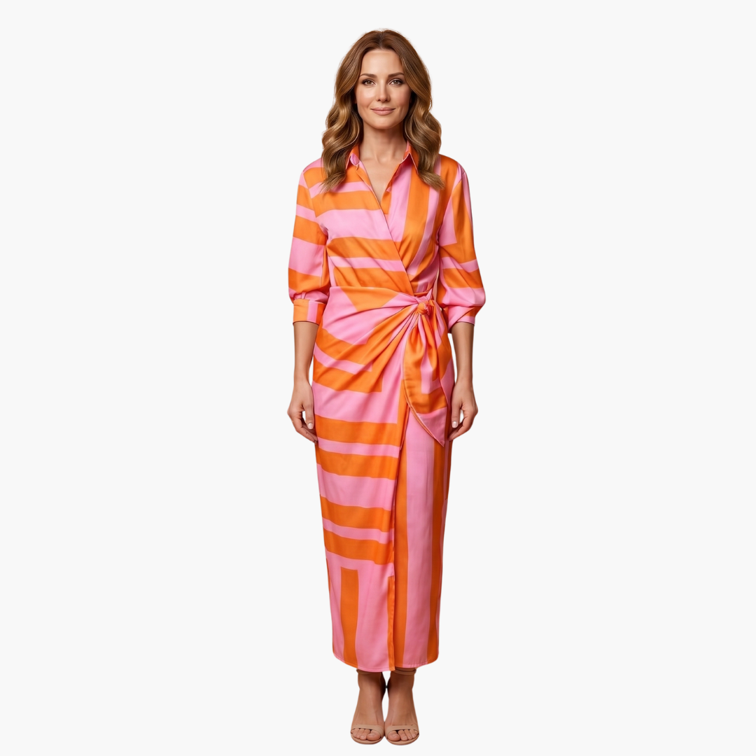 Salomea | Women's Striped Wrap Midi Dress