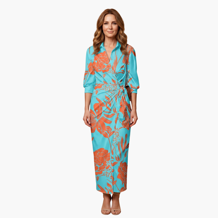 Salomea | Women's Striped Wrap Midi Dress