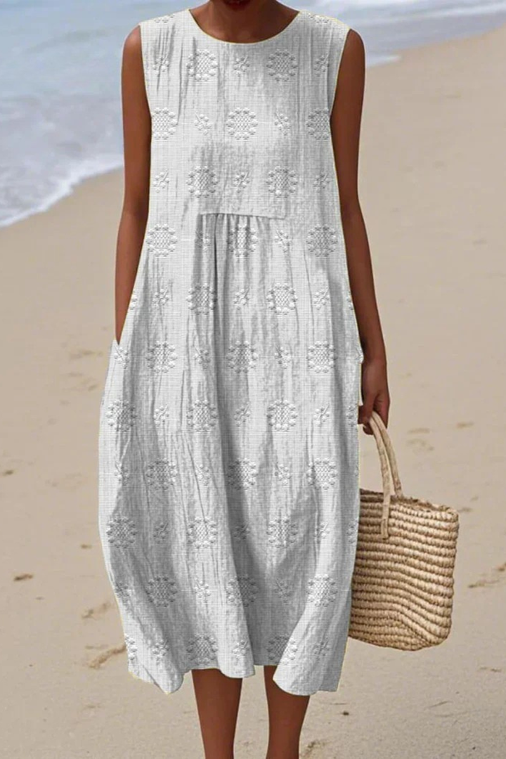 Chloe | Sleeveless Embroidered Midi Dress
