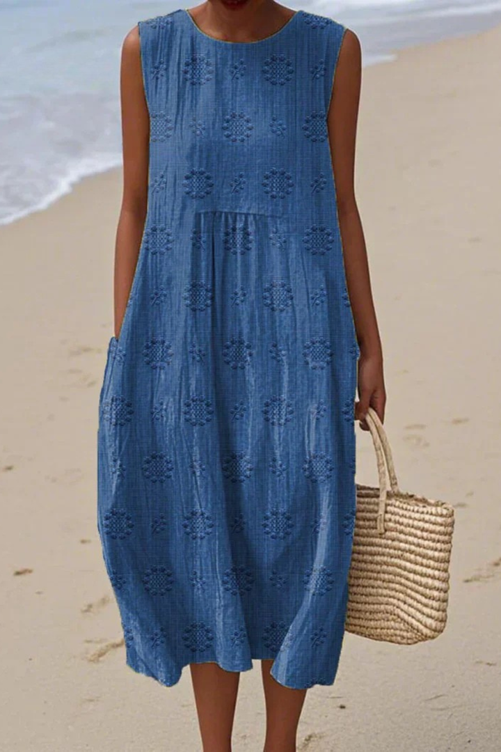 Chloe | Sleeveless Embroidered Midi Dress