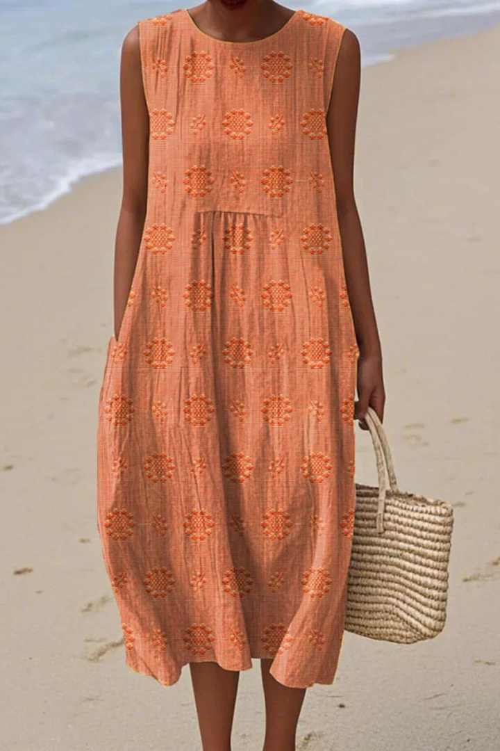 Chloe | Sleeveless Embroidered Midi Dress