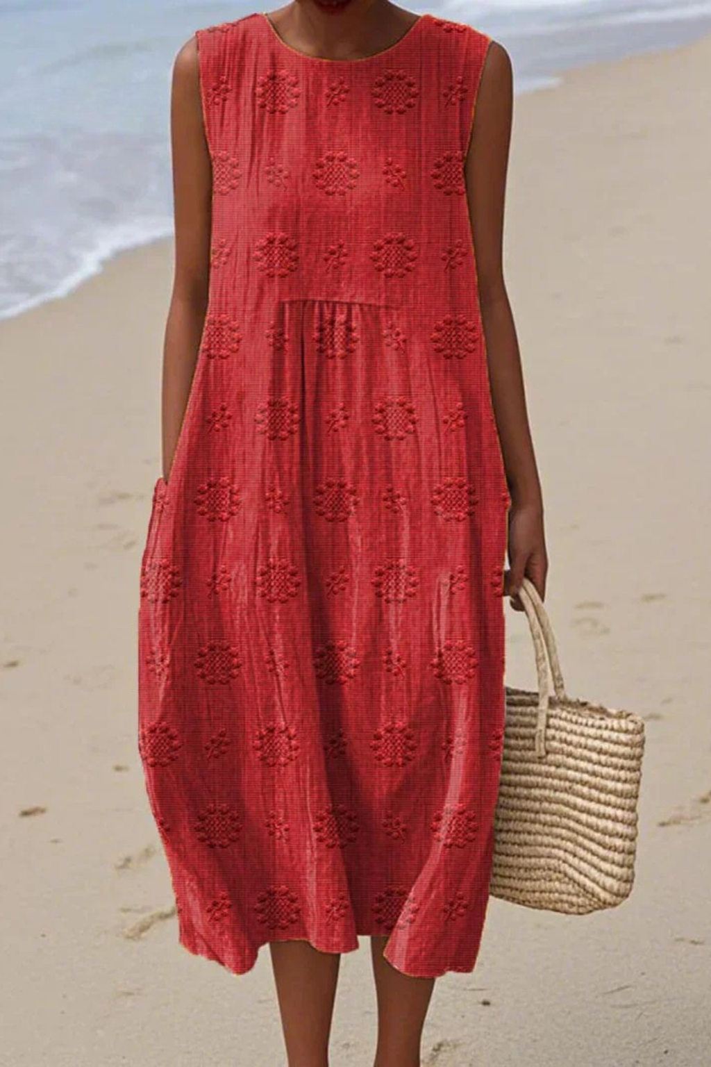 Chloe | Sleeveless Embroidered Midi Dress