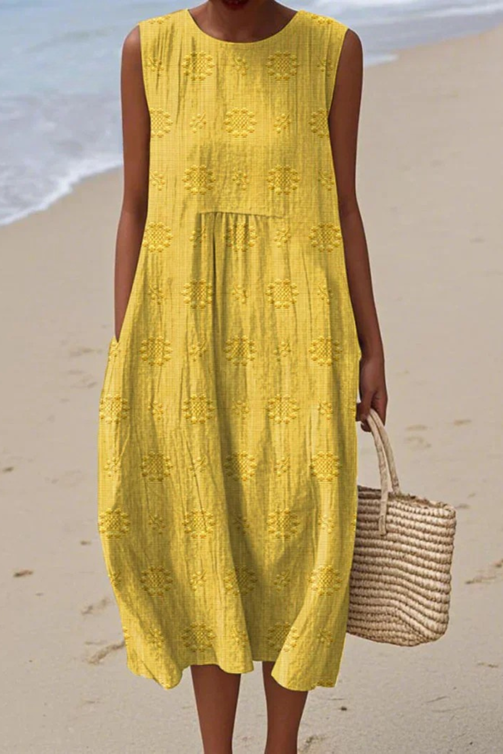 Chloe | Sleeveless Embroidered Midi Dress
