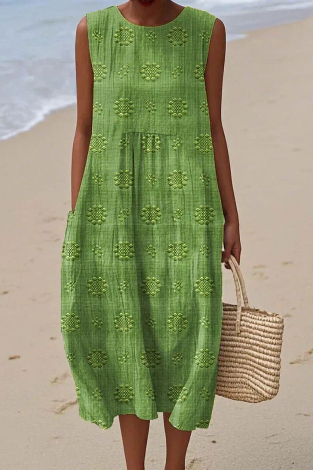 Chloe | Sleeveless Embroidered Midi Dress