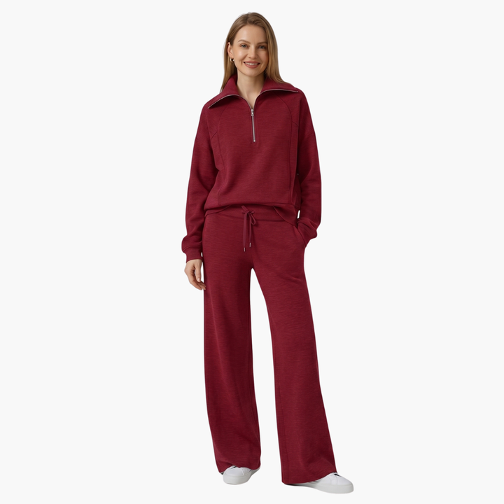 Severina | Women's Half-Zip Top and Wide Leg Pants Set