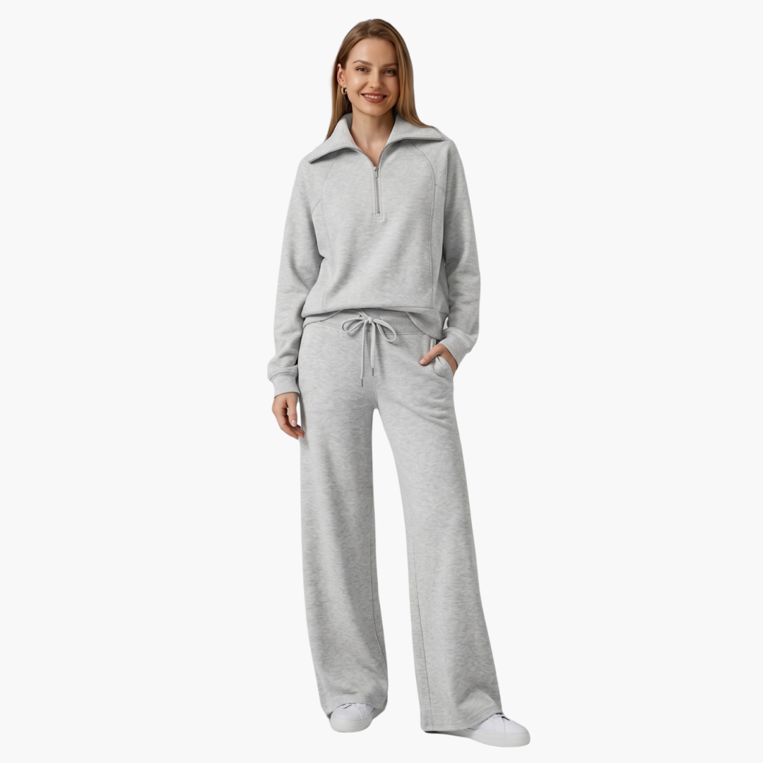 Severina | Women's Half-Zip Top and Wide Leg Pants Set
