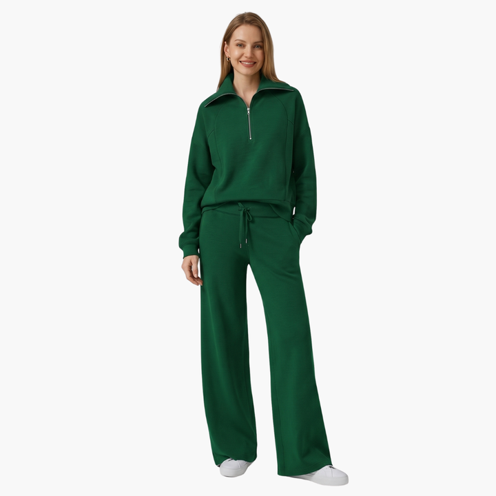 Severina | Women's Half-Zip Top and Wide Leg Pants Set