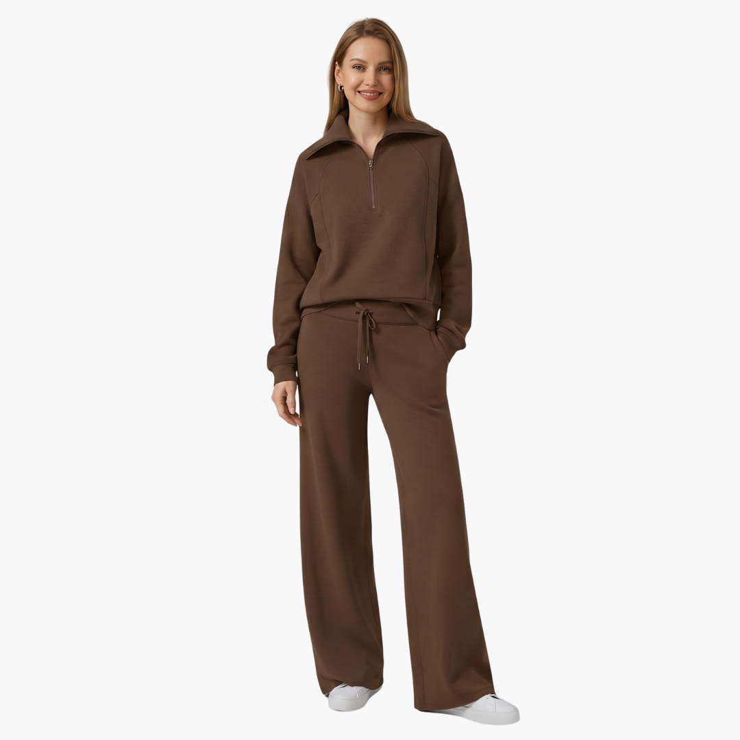 Severina | Women's Half-Zip Top and Wide Leg Pants Set