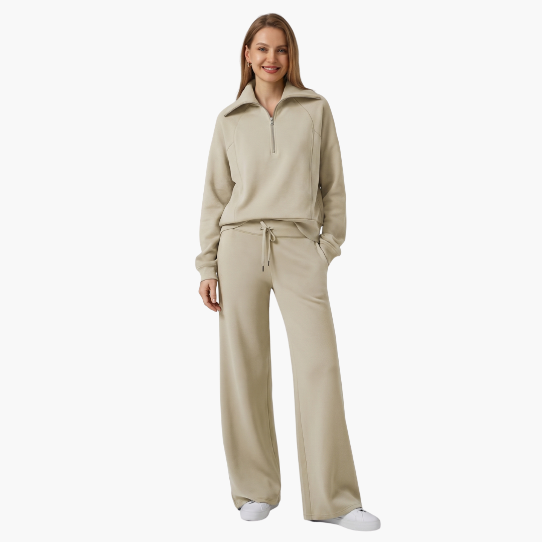 Severina | Women's Half-Zip Top and Wide Leg Pants Set