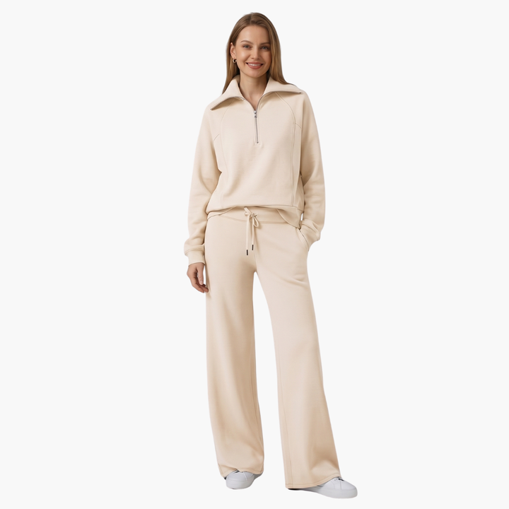 Severina | Women's Half-Zip Top and Wide Leg Pants Set