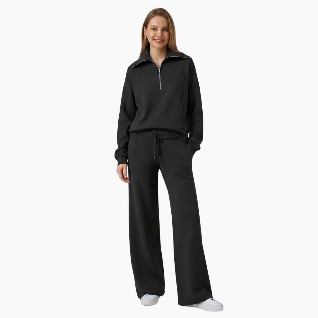 Severina | Women's Half-Zip Top and Wide Leg Pants Set