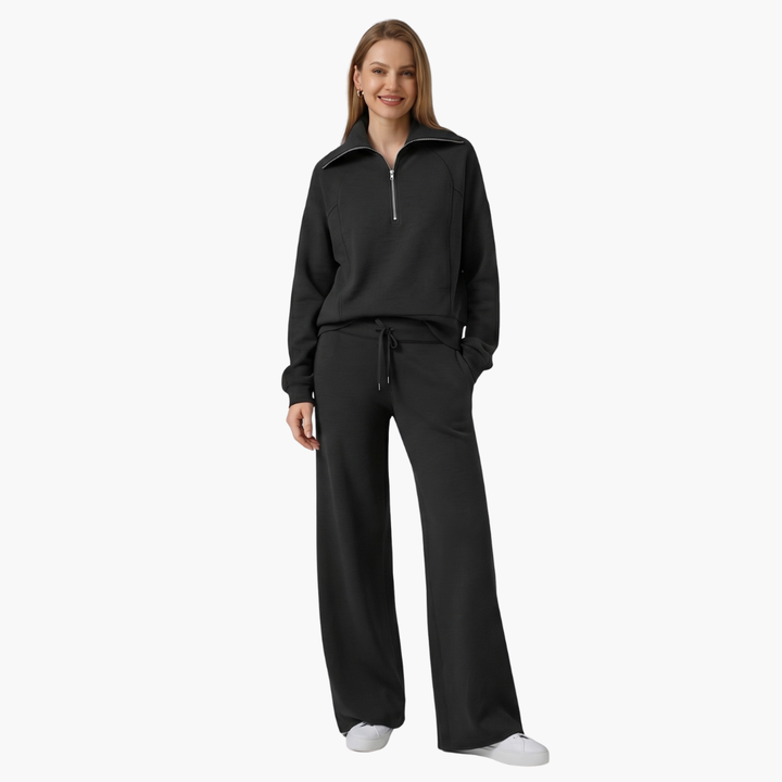 Severina | Women's Half-Zip Top and Wide Leg Pants Set