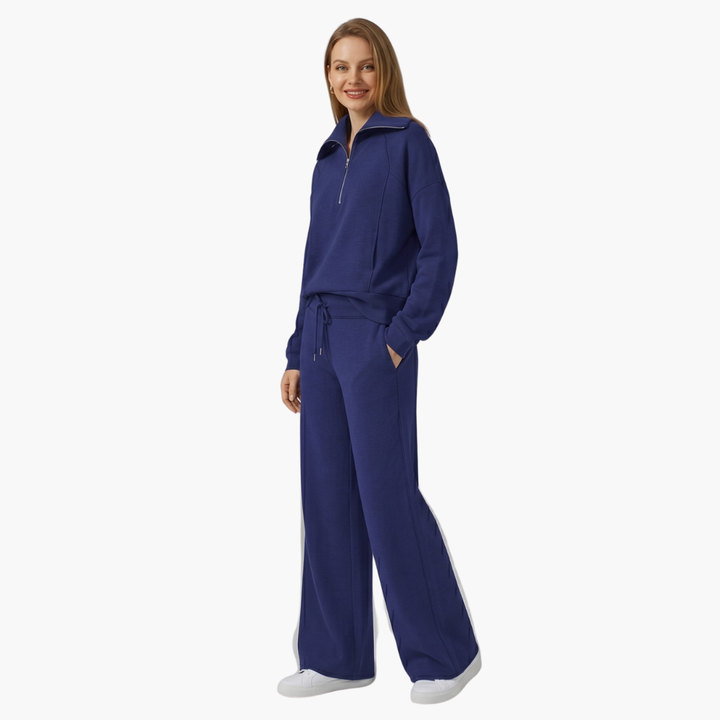 Severina | Women's Half-Zip Top and Wide Leg Pants Set