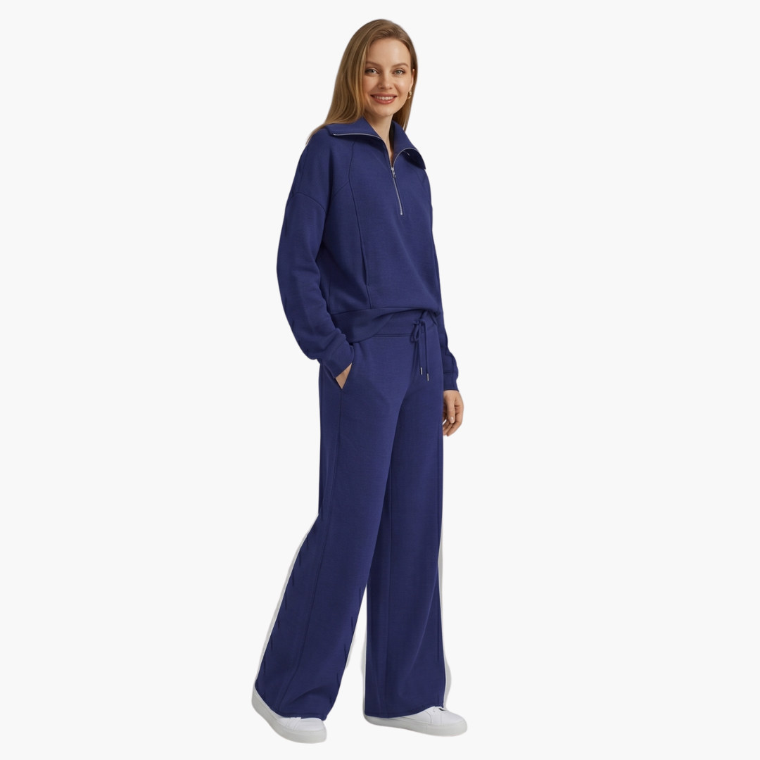 Severina | Women's Half-Zip Top and Wide Leg Pants Set