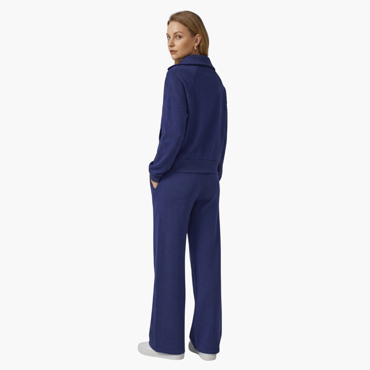 Severina | Women's Half-Zip Top and Wide Leg Pants Set