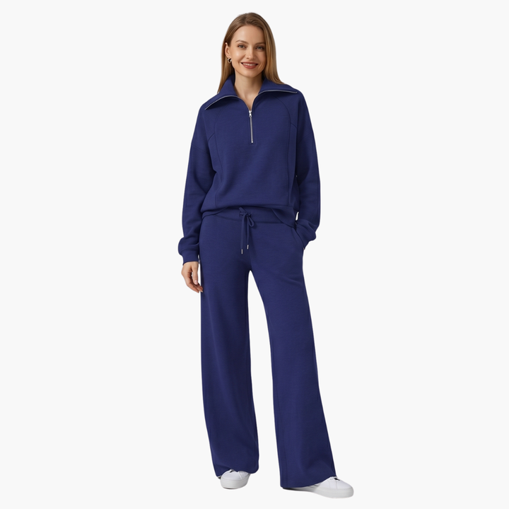 Severina | Women's Half-Zip Top and Wide Leg Pants Set