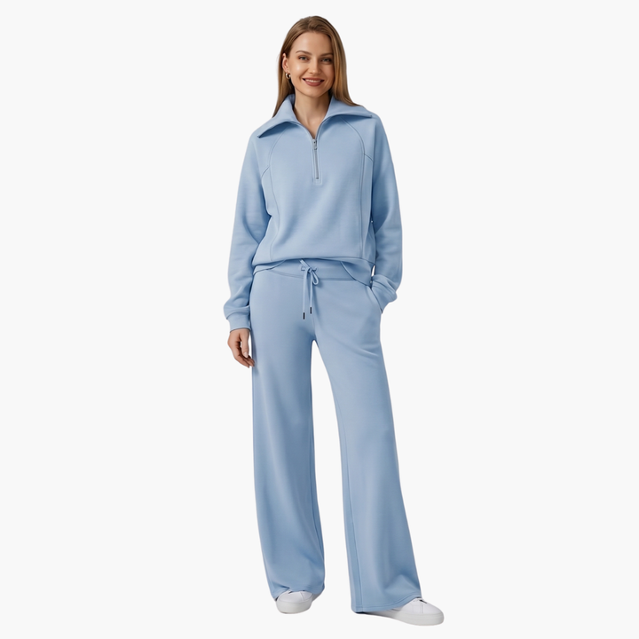 Severina | Women's Half-Zip Top and Wide Leg Pants Set