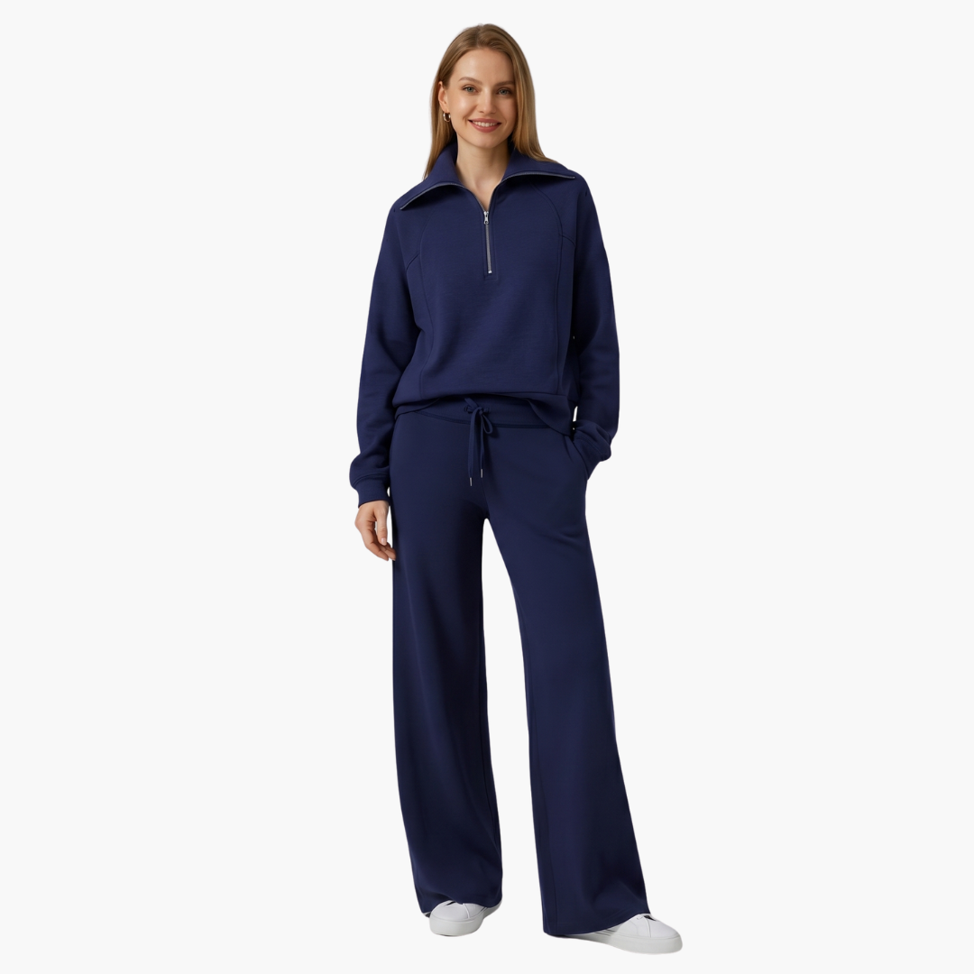 Severina | Women's Half-Zip Top and Wide Leg Pants Set