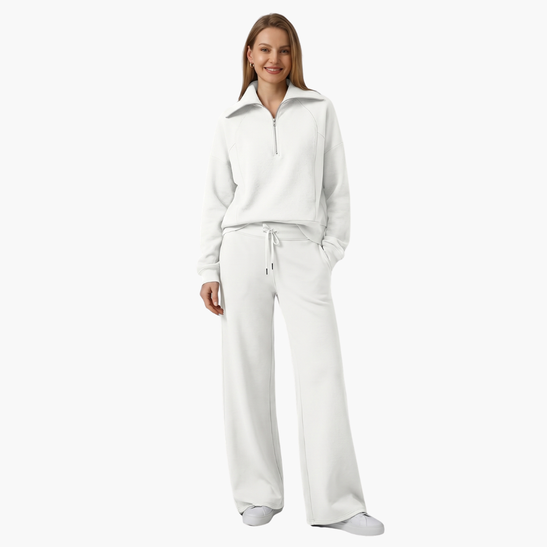 Severina | Women's Half-Zip Top and Wide Leg Pants Set