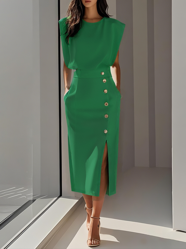 Hazel | Women's Button Detail Midi Dress