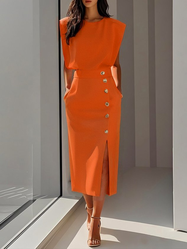 Hazel | Women's Button Detail Midi Dress