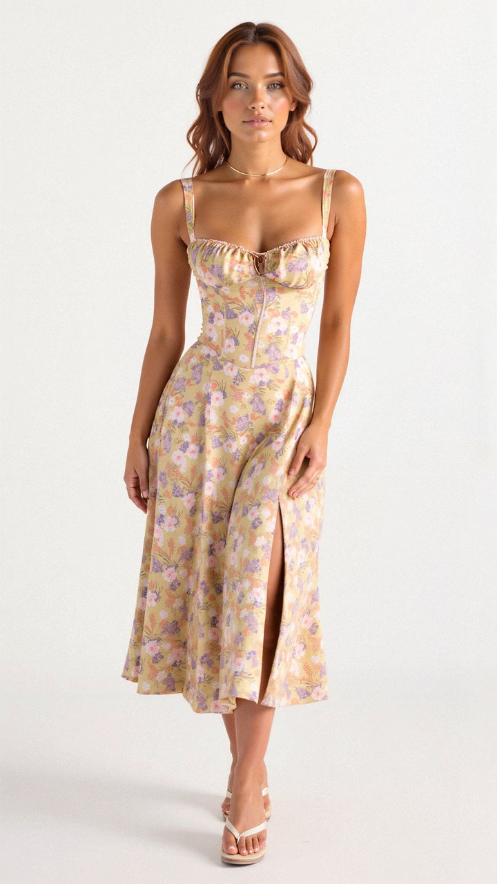 Octavia | Wedding Guest Bustier A-Line Maxi Dress