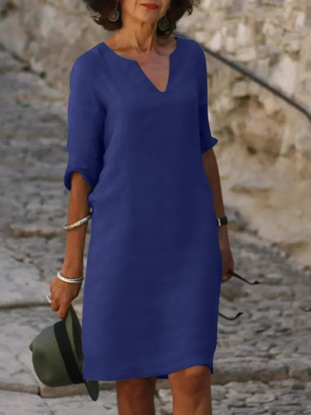 Theodora | V-Neck Pleated Midi Dress
