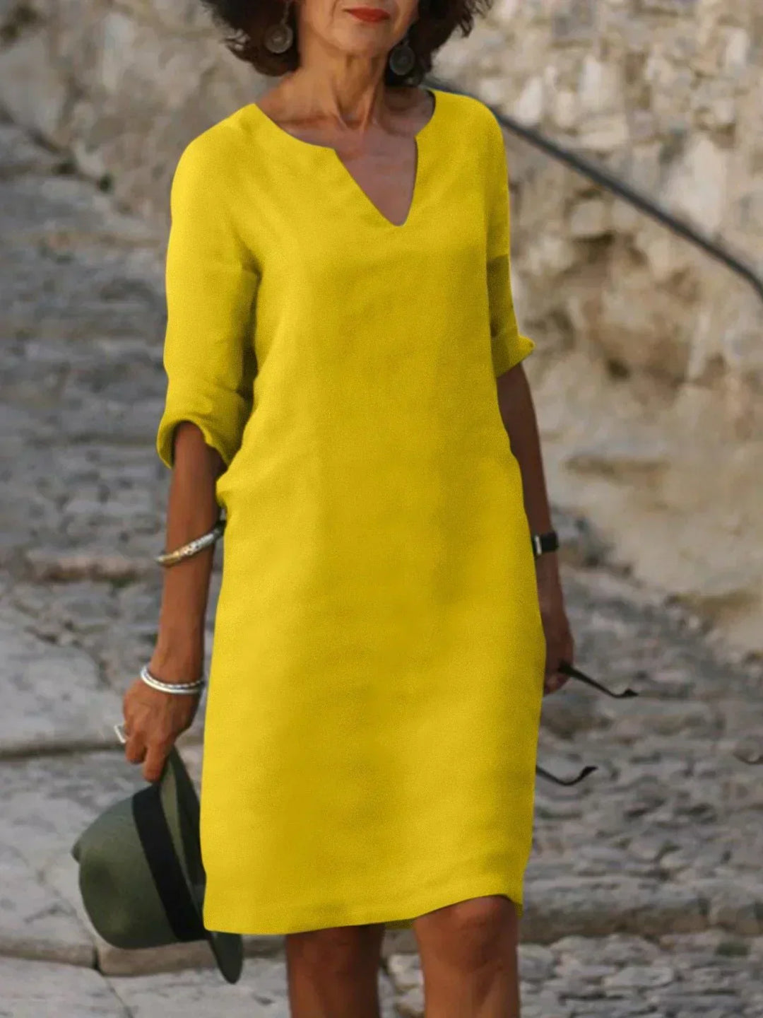 Theodora | V-Neck Pleated Midi Dress