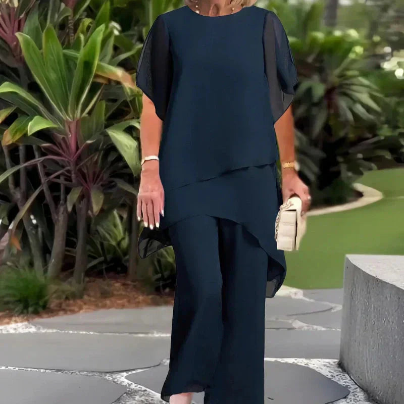 Sienna | Asymmetric Top and Wide Leg Pants Set